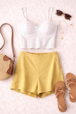 NWT Re:Named Women's Linen Blend High Rise Flat Front Shorts Mustard Size S